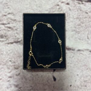 Dainty Yellow Gold Plated Bracelet with CZ Stones